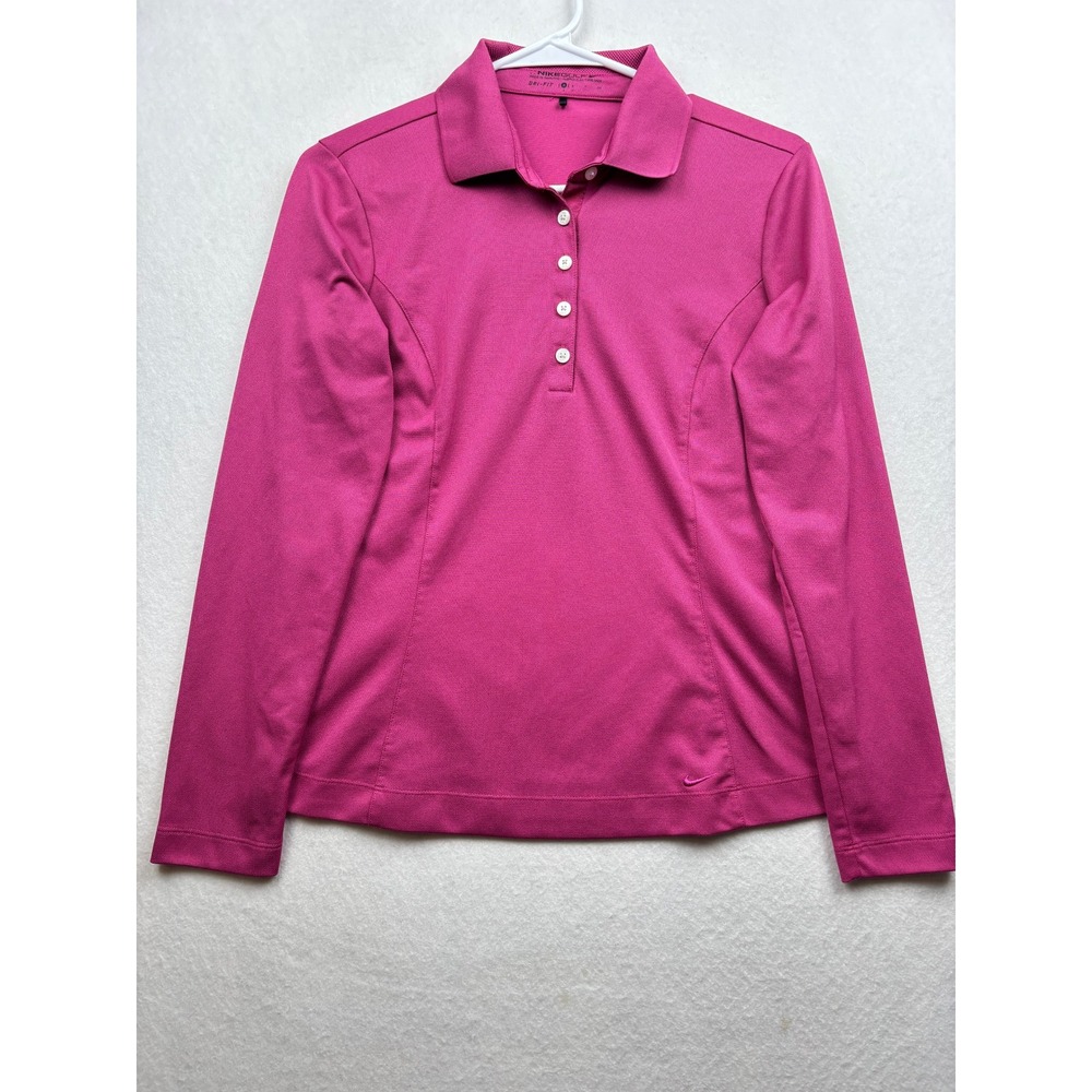 Nike Polo Womens S Long Sleeve Dri-FIT Performance Golfcore Athletic